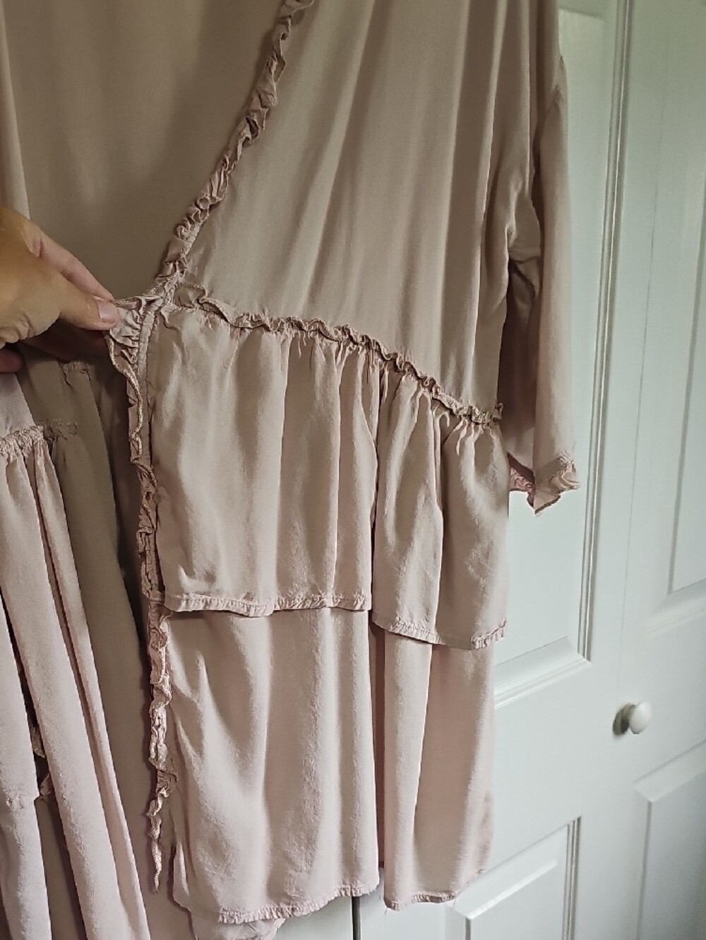 easel Light Blush Ruffle-Trim Kimono Robe - Picture 5 of 7